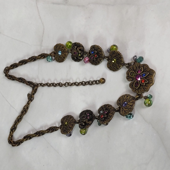 Chico's Vintage-look Jeweled Frog On Lily Pad Necklace - Picture 6 of 10